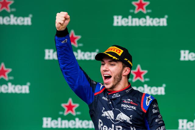画像: 2位入賞のピエール・ガスリー(トロロッソ)。自身初のF1表彰台。
