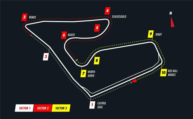 画像: オーストリアGPが行われるレッドブルリンクのコースレイアウト。全長は約4.3kmと短いが、トリッキーで1周をうまくまとめるのは難しい。