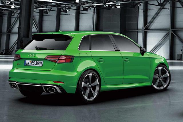 画像: RS3スポーツバックとRS3セダンに、新たなエクステリアカラーとしてキャラミグリーンが追加された。