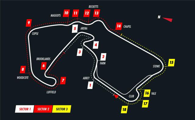 画像: 第4戦、第5戦が連続して開催されるイギリス・シルバーストンサーキットのコースレイアウト。名うての超高速サーキットとして知られる。
