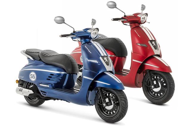 画像: ジャンゴ 125/150スポーツ ABS。ボディカラーは左:ディープオーシャンブルー、右:サテンチェリーレッド。