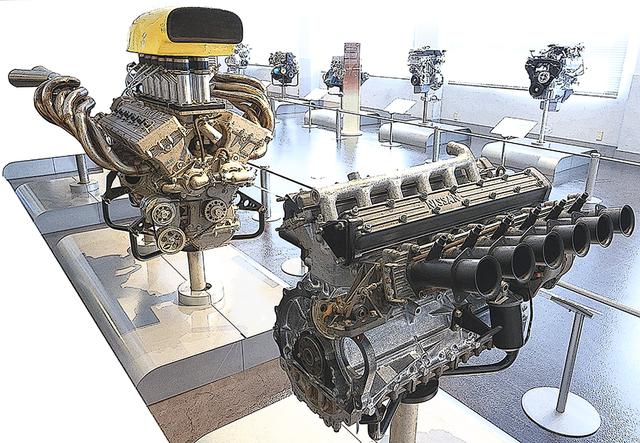 画像: 手前がプリンスR380用に開発されたGR8エンジン。基になったのは、2代目グロリア スーパー6に搭載された直6のG7型。奥のGRX-3まで、わずか6年で排気量は3倍、出力は約6倍にも怪物化した。