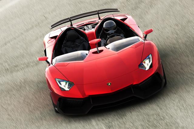 画像: ルーフとウィンドスクリーンを取り払った、常識破りのオープンスーパースポーツカー「アヴェンタドールJ」。2011年。