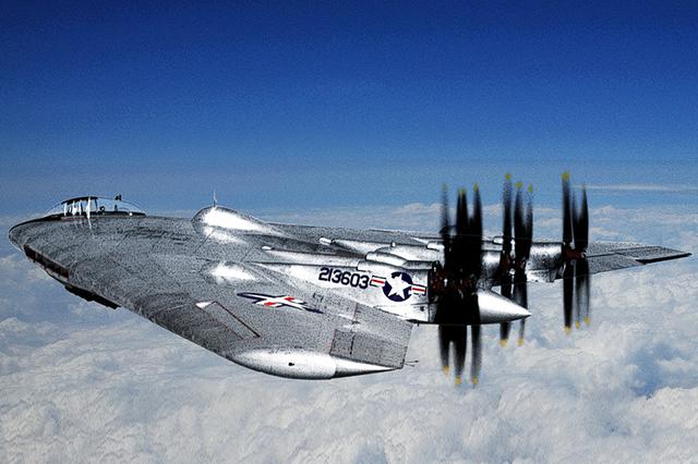 画像: ワスプメジャーを4基搭載する、試作爆撃機XB-35。現代のステルス爆撃機に酷似している。ジェットエンジンに置換されるまで、レシプロエンジン最後の役割を担った。