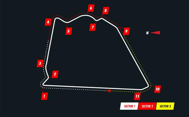 画像: サヒールGPが行われるアウタートラックのコース図。ターン3まではバーレーンGPで使用されたものと同じだが、そこから中速コーナーの続く外周へ入り、通常レイアウトのターン13へと戻ってくるコースとなる。
