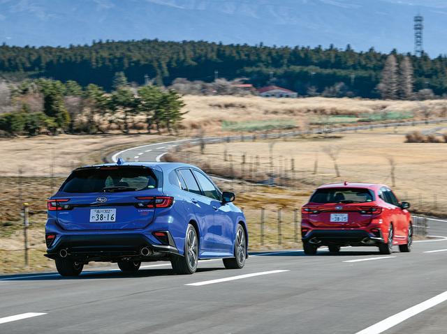 画像: WRブルーパールのSTIスポーツEXとピュアレッドのGT-H EX。