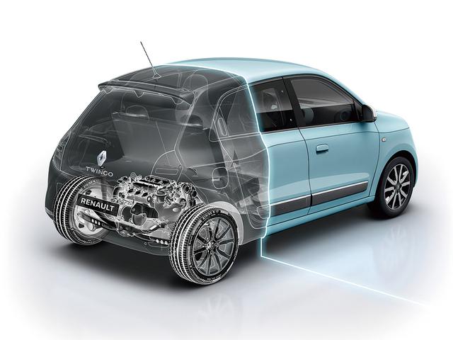 画像: トゥインゴは兄弟車のスマート フォーフォー(エンジン車)とメカニズムは共通。リアに搭載されたエンジンで後輪を駆動する。