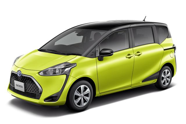 画像: シエンタ X(ハイブリッド車・7人乗り)。ボディカラーは、ブラックマイカ×エアーイエロー(オプション装着車)。