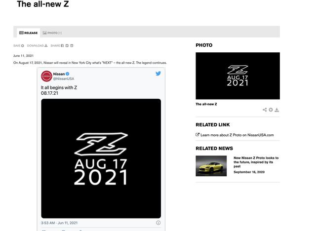 画像1: 新型フェアレディZの発表日は8月17日に決定!「プロダクションモデル」はNYオートショーで登場