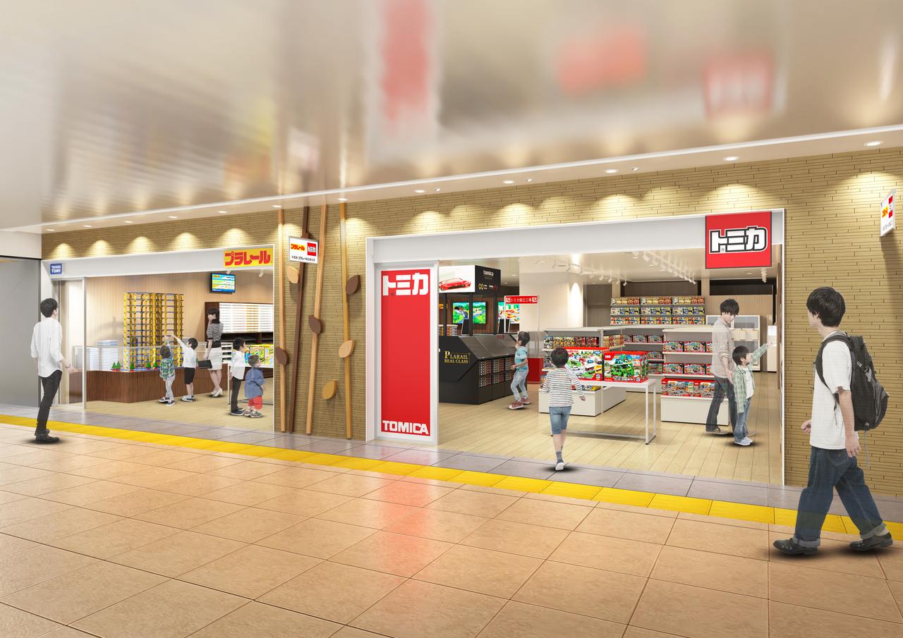 画像: 「トミカ・プラレールショップ東京店」は大人に向けた「キダルトコーナー」、トミカ約700台を並べた大型壁面ディスプレイを設置する等、更に充実した内容に生まれ変わる予定だ。(画像は完成イメージ) © TOMY