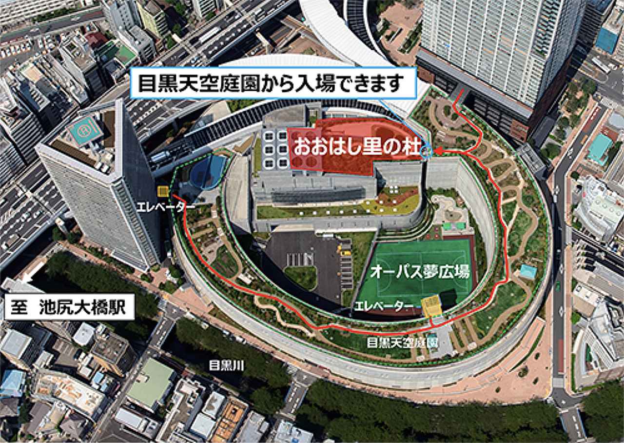 画像: 大橋JCT内の換気所屋上にある「おおはし里の杜」。