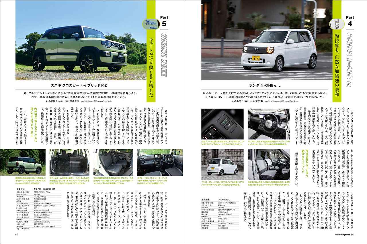 画像: 第三特集「コンパクトカー・パラダイス」より、ホンダ N-ONE e:（右）とスズキ クロスビー（左）。