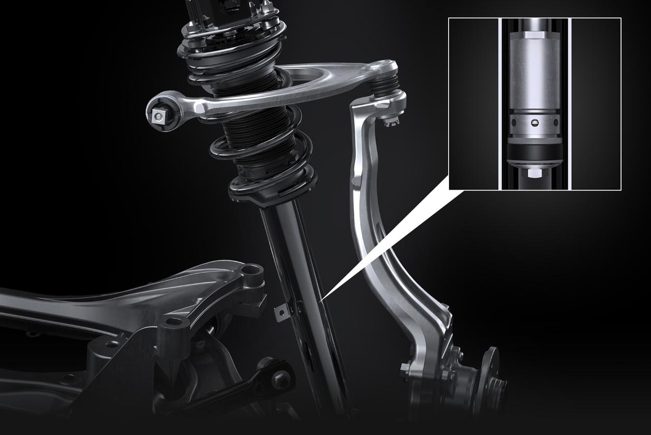 画像: 新採用のリニアソレノイド式AVS。減衰力制御の応答性を高め、路面追従性の向上に寄与する。