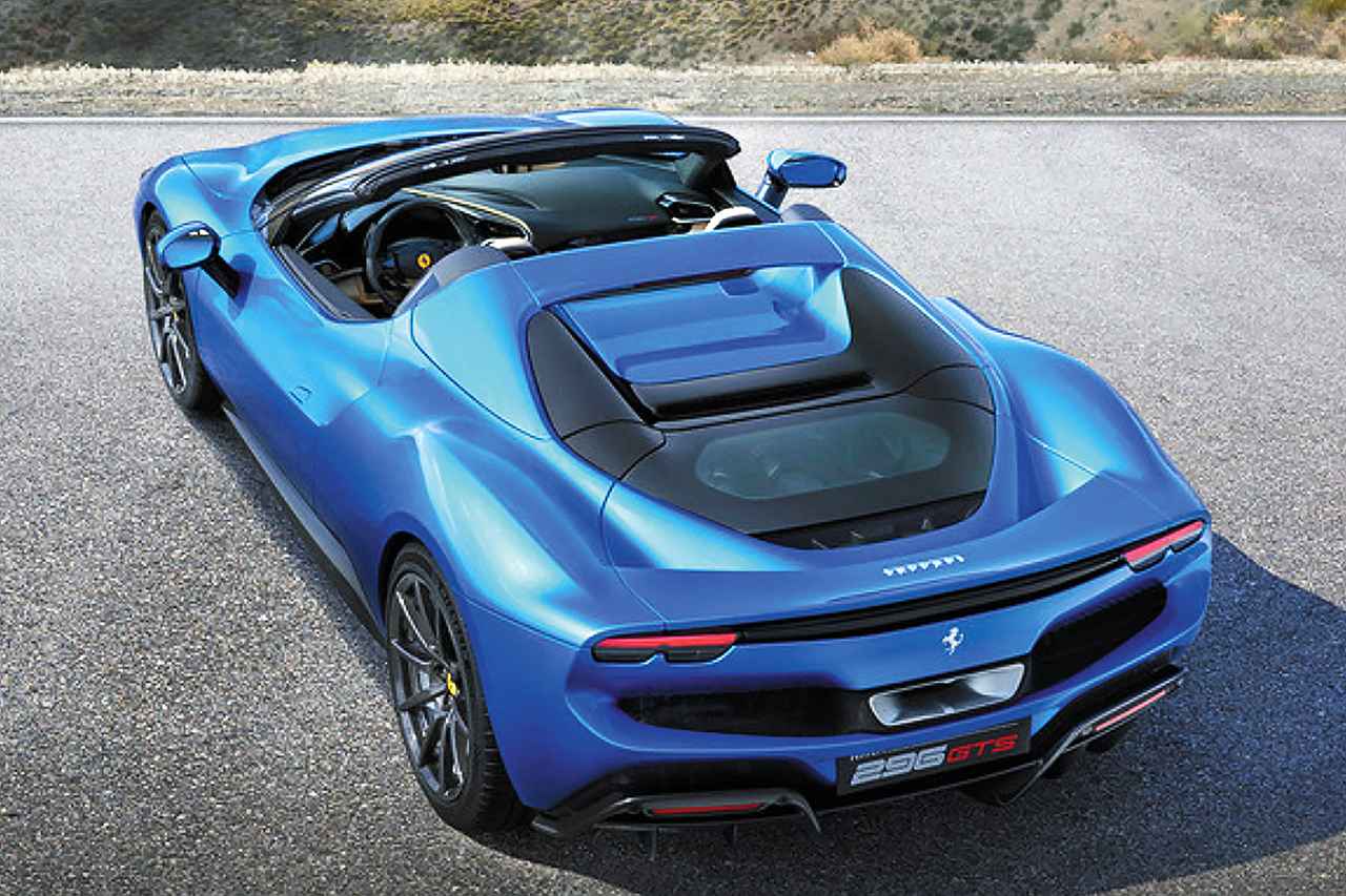 画像: 2022年4月に追加設定されたオープンモデルの296GTS。電動開閉ハードトップで、オープン時はBピラー部がタルガトップ風に残る。