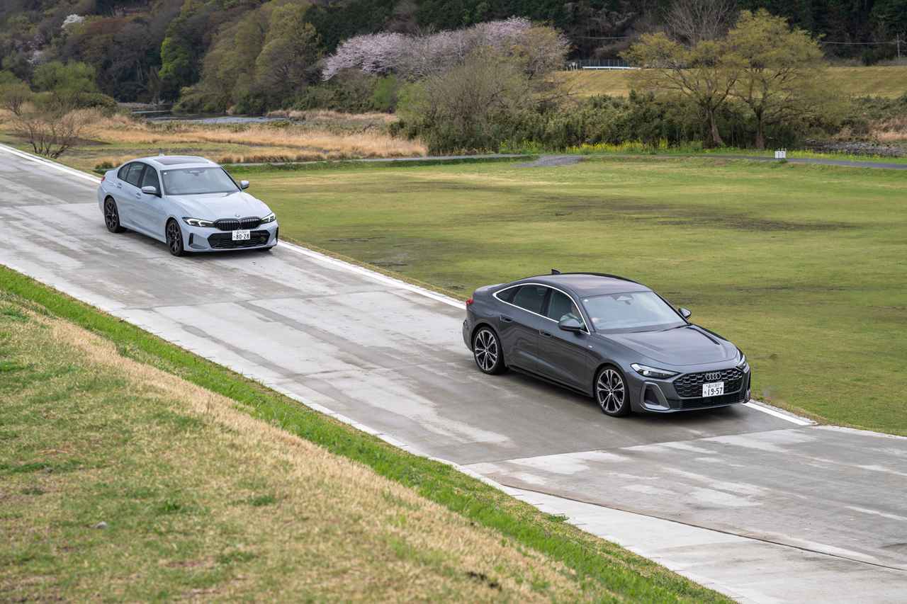 画像: アウディ A5 TFSI クワトロ 150kW Sライン（右）とBMW 320i Mスポーツ。