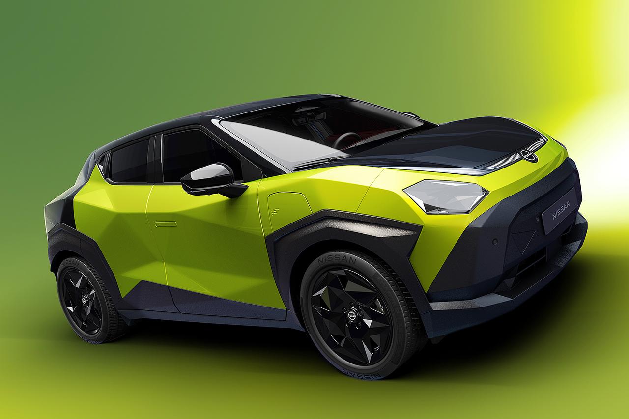 画像: 初公開された、「ジュークEV」。2023年のジャパンモビリティショーに出展された「ハイパーパンク」を彷彿とさせるスタイルだ。