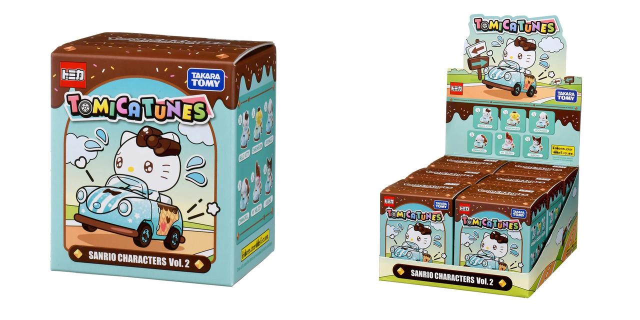 画像: 「ドリームトミカ TOMICA TUNES SANRIO CHARACTERS Vol.2」のパッケージデザイン。商品は1BOX6個入り。販売方式はミステリーボックス仕様となっている。 © ＴＯＭＹ © 2026 SANRIO CO., LTD. APPROVAL NO.L670577