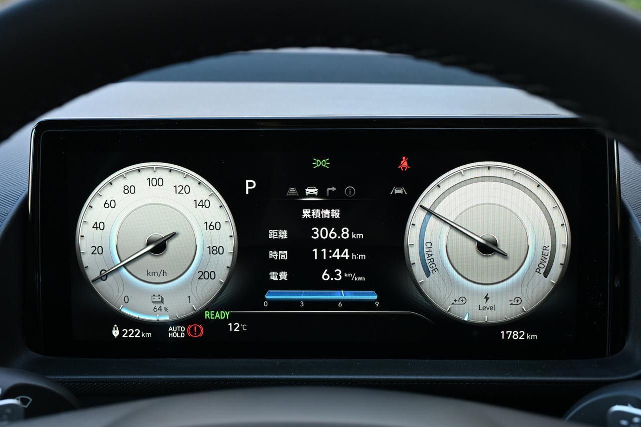画像: アナログ風のメーター表示。ドライブモードはNORMALとなる。