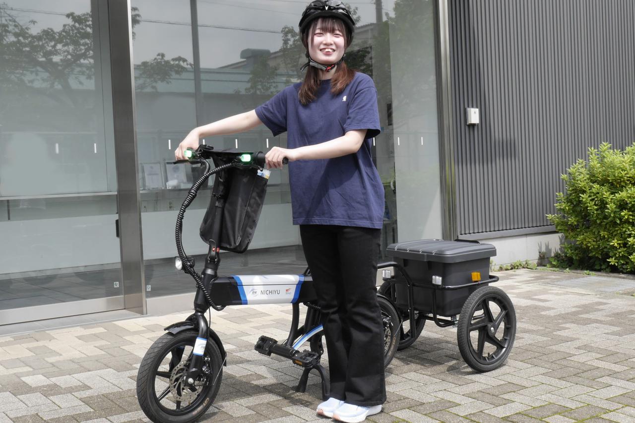 画像: 実証で用いられる「NFR-01Pro+」。自転車みたいな見た目だが、手元のスロットル操作のみで動くバイクである。