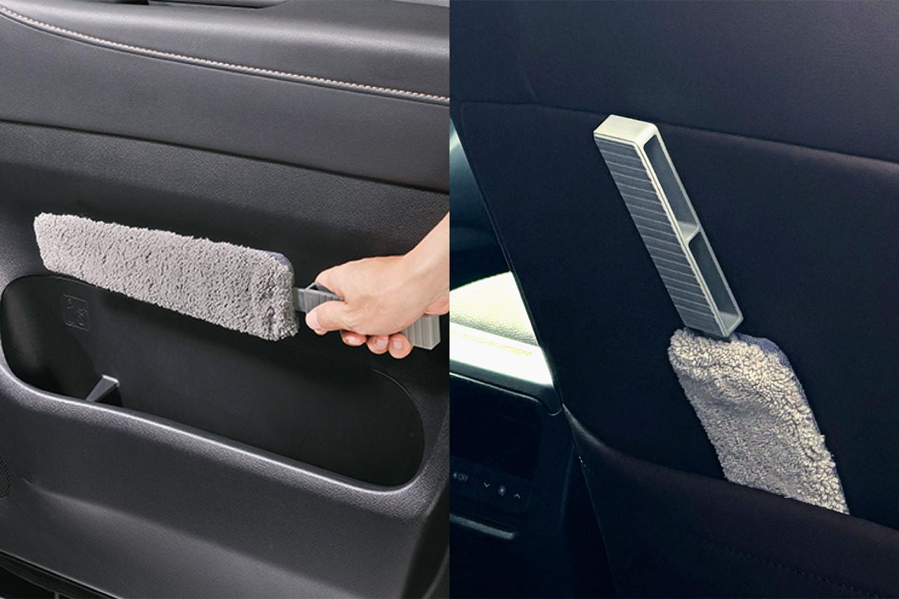 画像: 厚さ14mmの薄型設計によって、ドアポケットなどにも収納可能。車内に常備しておけば、ホコリや手アカが気になったときに取り出して使える。