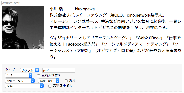 画像: dino.networkでのプロフィール要素入力例