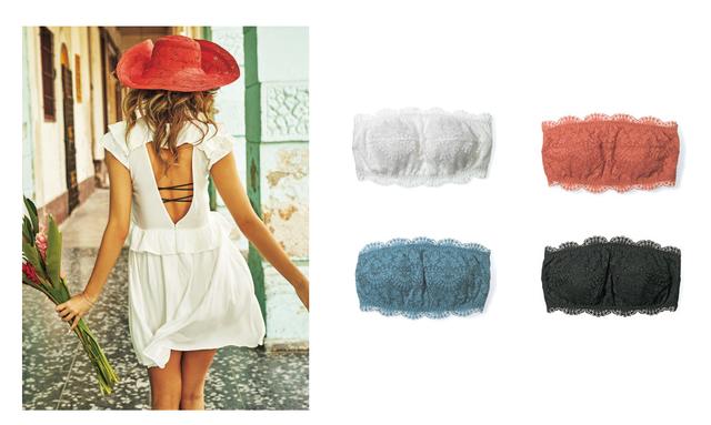 画像: 左:オープンバックフリルミニワンピ 6,980円(+tax) カラー:オフホワイト、ブラック(全2色) 右:PJ COLORS パデットバッククロスチューブ 1,680円(+tax) カラー:ホワイト、ブラック、テラコッタ、ティール(全3色)