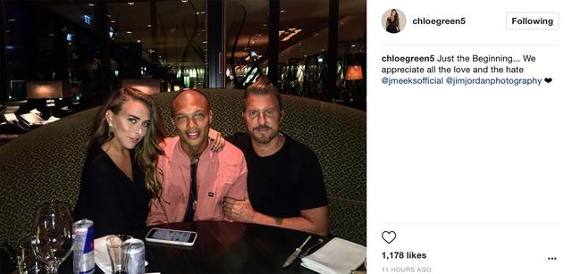 画像: クロエが公開した、ジェレミーとジェレミーのマネージャーの男性との3ショット。©Chloe Green