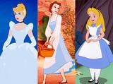 画像: 左からシンデレラ、ベル、アリス。©Disney