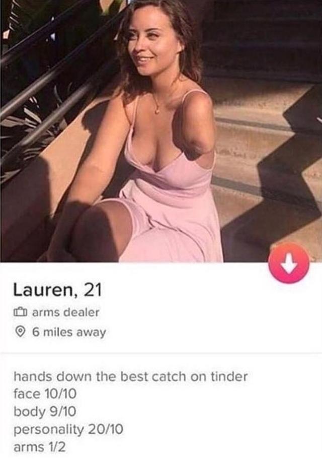 画像1: ローレンのTinderのプロフィールが話題に