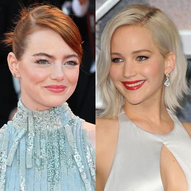 画像: (左)エマ・ストーン、(右)ジェニファー・ローレンス。