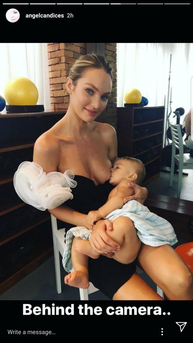 画像2: キャンディス・スワネポール、有名ファッション誌の撮影現場で1歳になる息子に授乳タイム