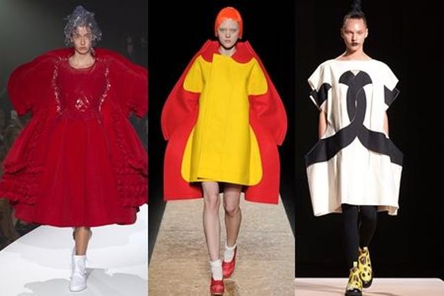 画像: COMME des GARÇONSの過去のコレクションより。(左から:2017年秋冬、2012年秋冬、2014年春夏)