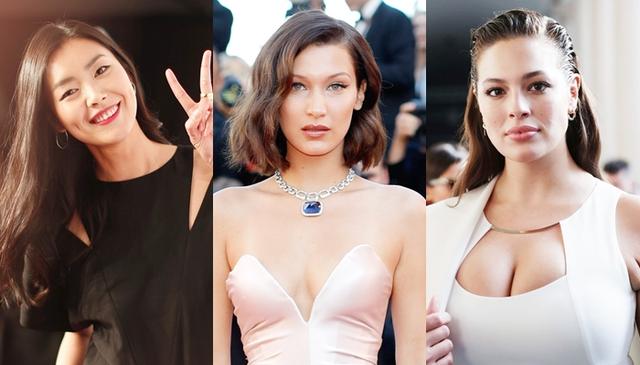 画像: 左から:リウ・ウェン、ベラ・ハディッド、アシュリー・グラハム。