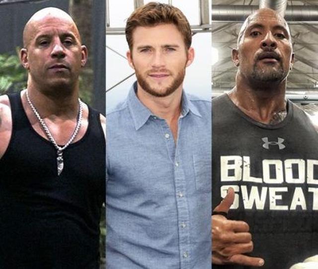 画像: 左からヴィン・ディーゼル、スコット・イーストウッド、ドウェイン・ジョンソン。