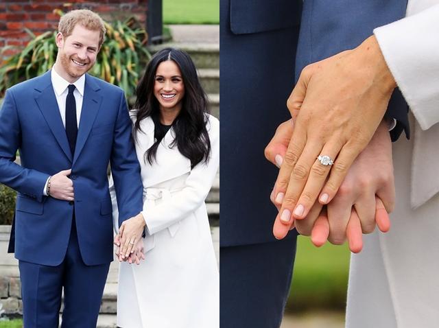 画像: 正式発表から一夜明けた、ツーショット会見で婚約指輪をお披露目。