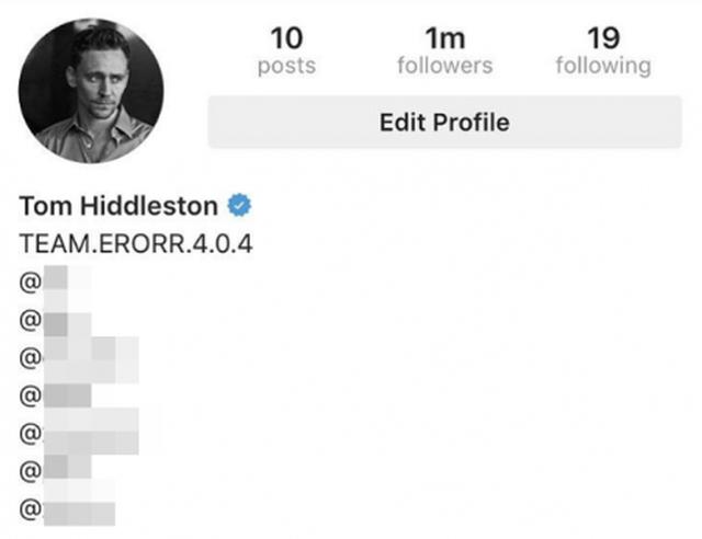 画像: ハッキング時のトム・ヒドルストンのインスタグラム。