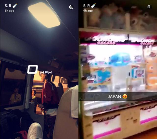 画像: さらにスナップチャットでは、バスから降りるジャスティンの写真や日本のゲームセンターの様子なども公開していた。