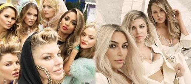 画像: 左からモデルのアンジェラ・リンドヴァル、クリッシー・テイゲン、タラ・リン、ジェマ・ワード、シンガーのシアラ、モデルのデヴォアン・アオキ。リアリティースターのキム・カーダシアンも出演。