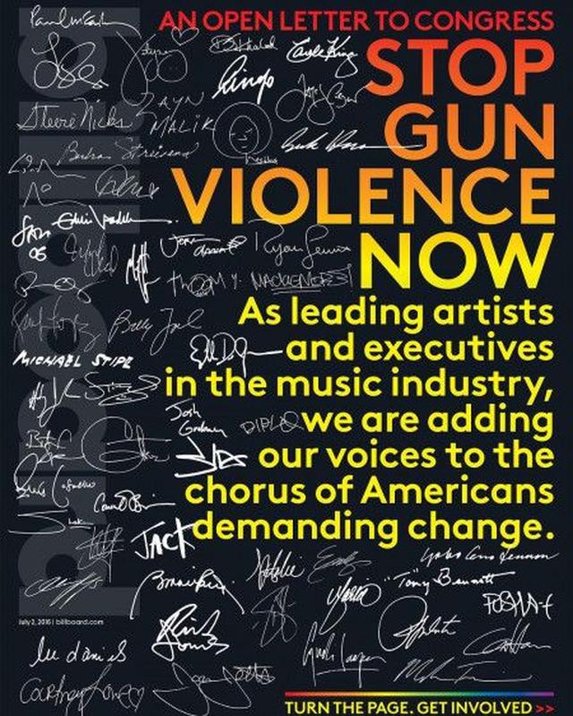 画像: 銃規制を訴える米Billboard誌の表紙。