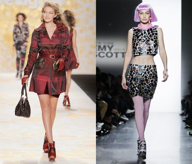 画像: 左:ランウェイ・デビューとなったDesigual(デシグアル)の2014年秋冬コレクション。右は先週行われたばかりのJeremy Scott(ジェレミー・スコット)の2018年秋冬コレクションにて。