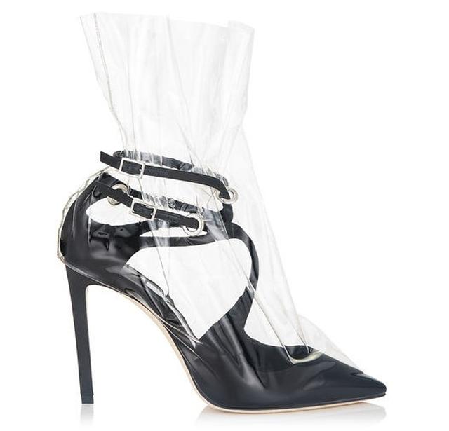 画像: Jimmy Choo X Off-White Floral Printed Chisel Toe Pumps CLAIRE 100 Black サテン X TPUルーシュ・ポインテッド トゥ パンプス