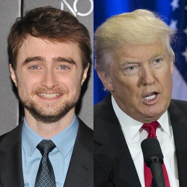 画像: (左)ダニエル・ラドクリフ、(右)ドナルド・トランプ。