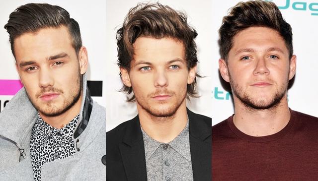 画像: 左からヒゲありの1Dメンバー、リアム・ペイン、ルイ・トムリンソン、ナイル・ホーラン。