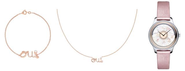 画像: ファイン ジュエリー 「ウィ」 ピンクゴールド×ダイヤモンド ブレスレット ¥137,000 / ネックレス ¥178,000 ウォッチ 「ディオール グランバル チェリー ブロッサム」 ¥3,547,000