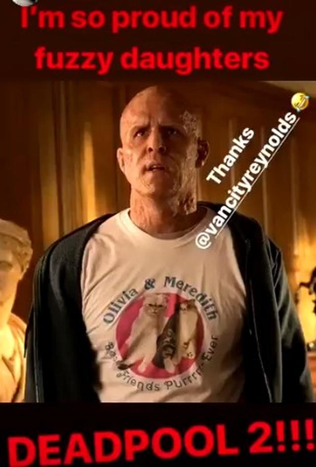 画像: テイラー・スウィフトが公開したカメオシーン。「毛むくじゃらの娘たちを誇りに思う。デッドプール2!!!」と、興奮気味。