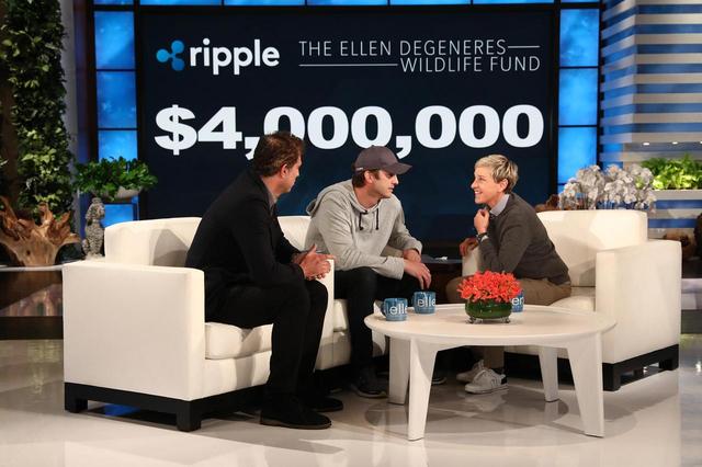 画像: ビジネスパートナーのガイ・オザリーと共同経営する会社「リップル(ripple)」の名で寄付をすることを発表。