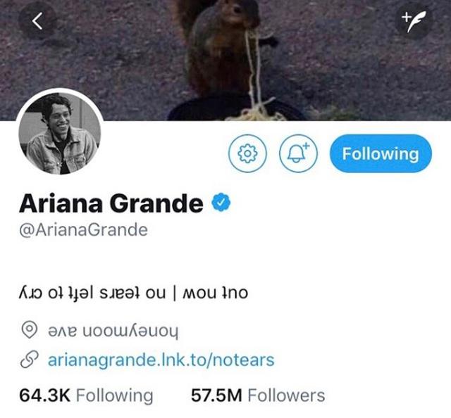 画像: アリアナ・グランデ、公式ツイッターのアイコンを婚約者の写真に変える