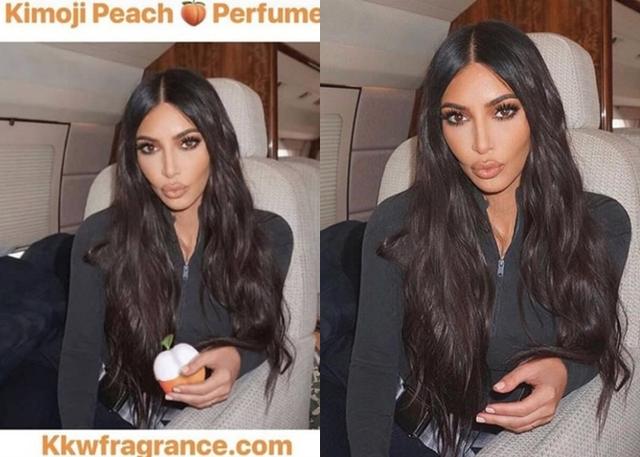 画像: 左:キムが今回公開した写真。右:約1カ月前に投稿された自身のコスメブランドKKWビューティーを使ったリップメイクを紹介する写真。©Kim Kardashian/ KKW Beauty/ Instagram