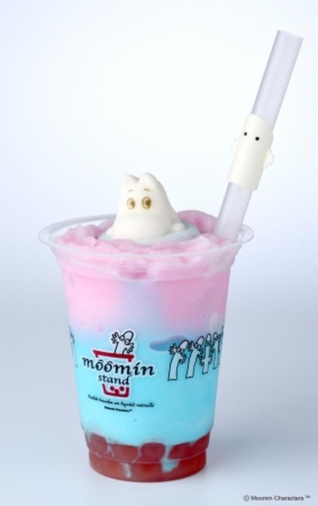 画像: 【メニュー名】ムーミンマシュマロ ユニコーンフローズン 【価 格】920円(税別)【提供期間】2018年8月4日(土)~ 8月12日(日) ※各日数量限定での提供となります。※ベリー味のニョロニョロのたねが入っています。※ニョロニョロストローが付属します
