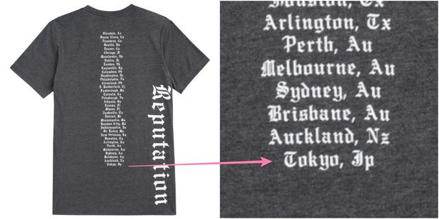 画像: Tokyo, JPの文字が入った、レピュテーション・ツアーTシャツ store.taylorswift.com
